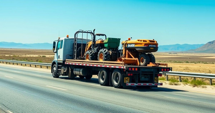 Locação de caminhão prancha: transporte especializado para máquinas pesadas